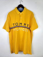 TOMMY HILFIGER Polo Shirt Size XL Solid Yellow Short Sleeve 100 Cotton NWOT