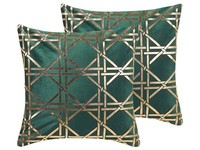 Dekokissen 2Er Set Stoffbezug GrüN 45X45 Cm Goldenes Geometriches Muster Cassia