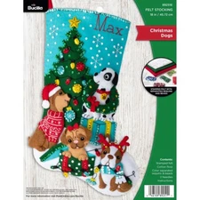Plaid Christmas Dogs Felt Stocking Kit NEW Release Reproduction 18"