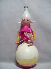 Vintage De Carlini Blown Glass Woman with Flowers Christmas Ornament