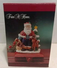 Trim A Home Santa & Reindeer Stocking Holder Cast Iron, Clay, Resin New Open Box
