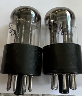 Matched Pair 6SN7GTA NOS Black T Plates Chrome Flash D Getter Audio Tubes 1953