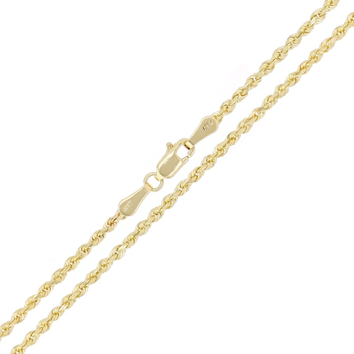 10 Gold Dollar Echte 10K Gelbgold Seilkette – Diamantgeschliffen, 2,5 Mm, Länge 16-30 Zoll 10 Kronen Gold