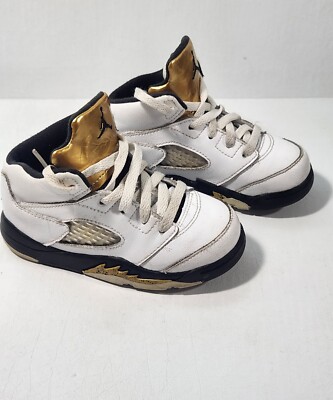 jordan retro 5 white black gold