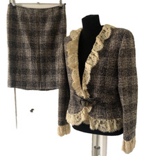Original  Valentino  Tweed Kostüm  Set   Rock Und  Jacke   Wolle  Größe 38-40  