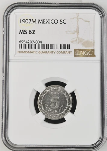 1907 M Mexico 5 Centavos NGC MS 62