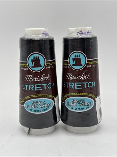Maxi-Lock Stretch Serger Cone Thread 2,000yd Black 036771745598 2 PACK - 第 1/3 張圖片