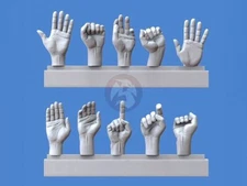 Royal Model 1/16 120mm Assorted Hands #3 (5 Left & 5 Right, different poses) 964
