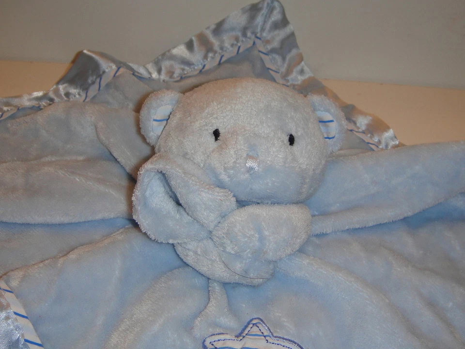 Manta Azul Solo Un Año Lovey Seguridad "Dulce Bebé Niño" Sonajero Niño Borde Satinado Foto 3 de 4