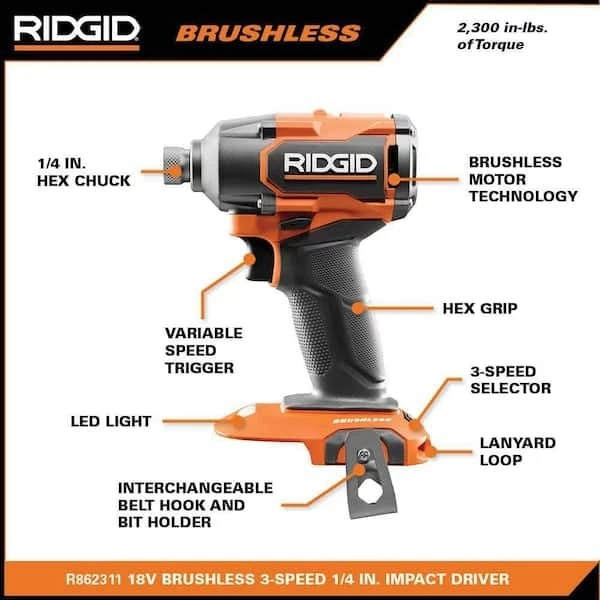 RIDGID 18V Brushless Hammer Drill and 3-Speed Impact Driver Kit - Image 3 of 4