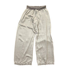 PJ Harlow Jolie Satin Wide Leg Lounge Pants Womens Small Dark Silver Gray Pajama