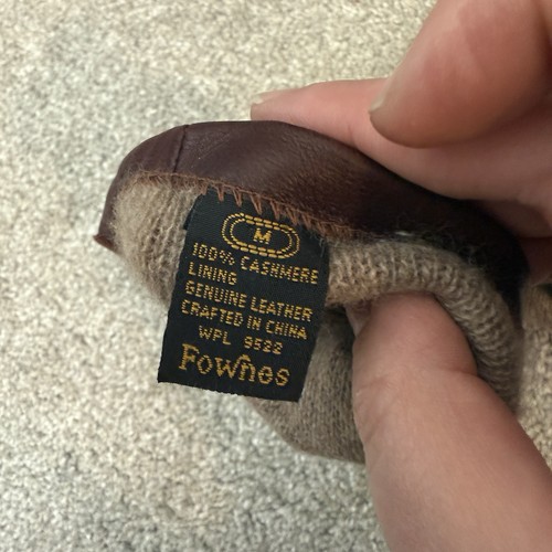 Guantes de conducción vintage Fownes para mujer de cuero marrón rojizo forrados de cachemir talla M - Imagen 3 de 3
