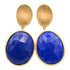 VINTAGE DESIGNER MARCO BICEGO LAPIS LAZULI DANGLE EARRINGS 18K YELLOW GOLD 