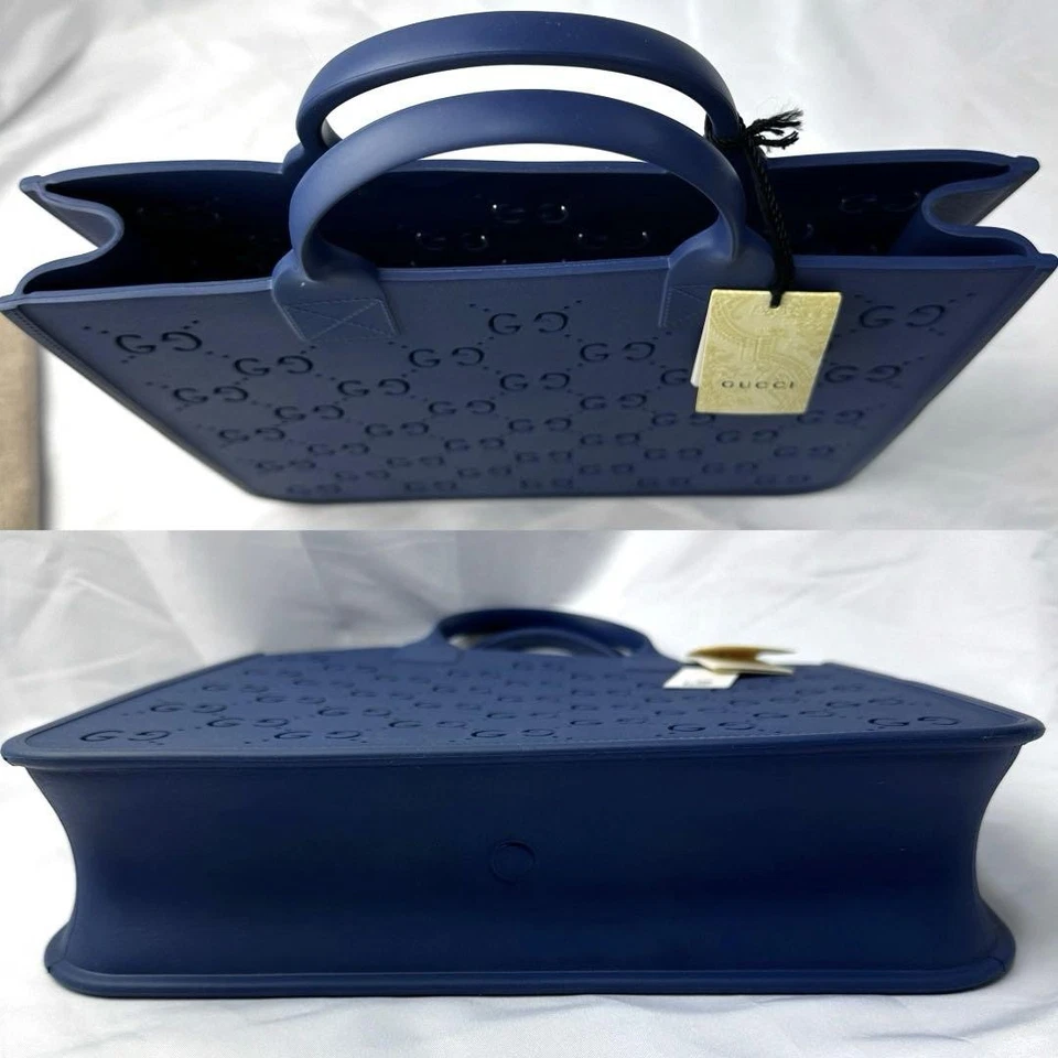 古驰 679365 托特包 橡胶 GG Supreme 带防尘袋 蓝色 全新 日本橡胶 — 第 4/4 张图片