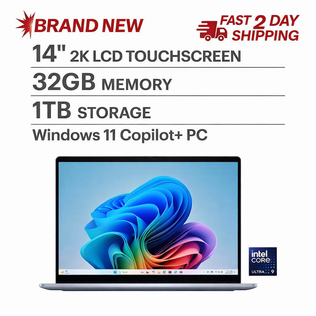 Dell 14″ 2-in-1 Touch Laptop Intel Core Ultra 9-288V 32GB DDR5 1TB SSD Win11