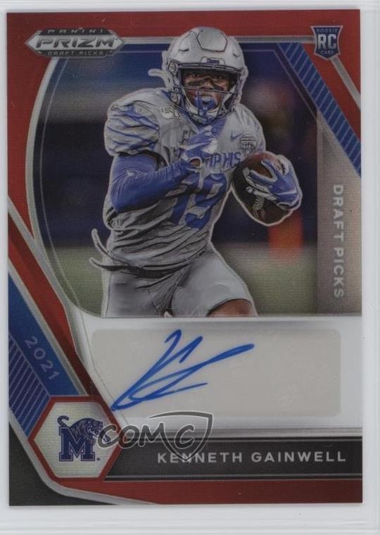 2021 Panini Prizm Draft Picks Red 10/199 Kenneth Gainwell Rookie Auto RC yn4