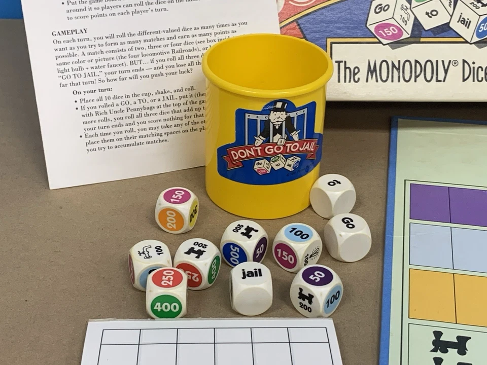 Vintage 1991 Monopoly Don’t Go To Jail Dice Game By Parker Brothers - Complete - Image 3 of 4