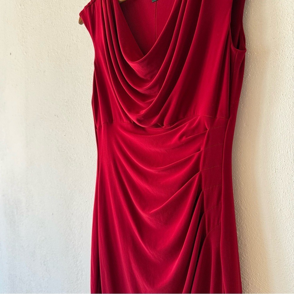 Lauren Ralph Lauren Red Draped Sleeveless Dress Size 8 Cocktail Evening thumbnail 5