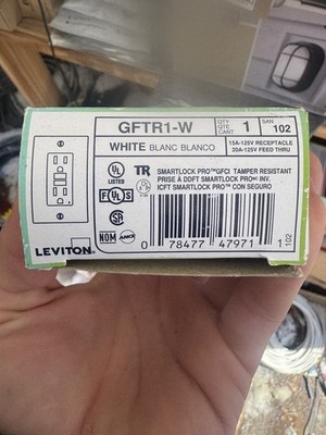 Leviton GFNT2-W White GFCI Smart Lock Pro Commercial Grade Outlet W/ Trim Plate
