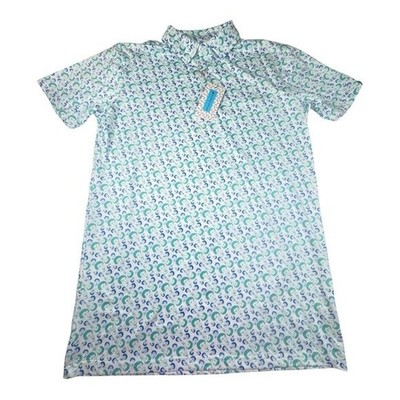 PROUD 90 Polo Man's XS Blue Happy Face Performance Golf Stretch Casual Shirt