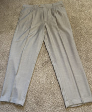 Zanella Charcoal Micro Houndstooth Check Dress Pants Italy Pleated 36x30