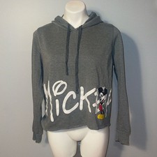 Disney Mickey Mouse gray cropped hoodie with raw edging. Size 1X.