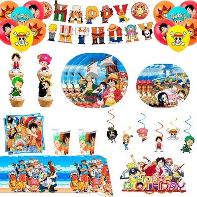 One Piece Geburtstagsdeko,One Piece Thema Birthday Dekoration& Partygeschirr Kit