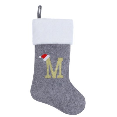20 Inches Grey with White Super Soft Plush Christmas Stockings Personalized E...