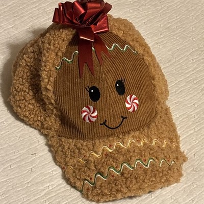Holiday Time Gingerbread Sherpa Hat (one Size Adult)  Peppermint Cheeks and Bow