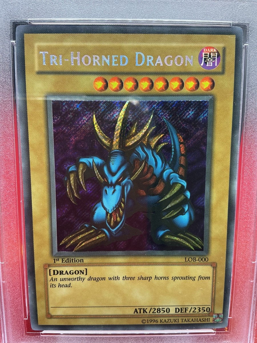 Tri-Horned Dragon LOB-000 WAVY 1st Edition Yugioh PSA 10 | eBay