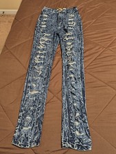 Aphrodite Dark Acid Wash Stretch 31 Inseam Made In USA Ripped S 9 Junior