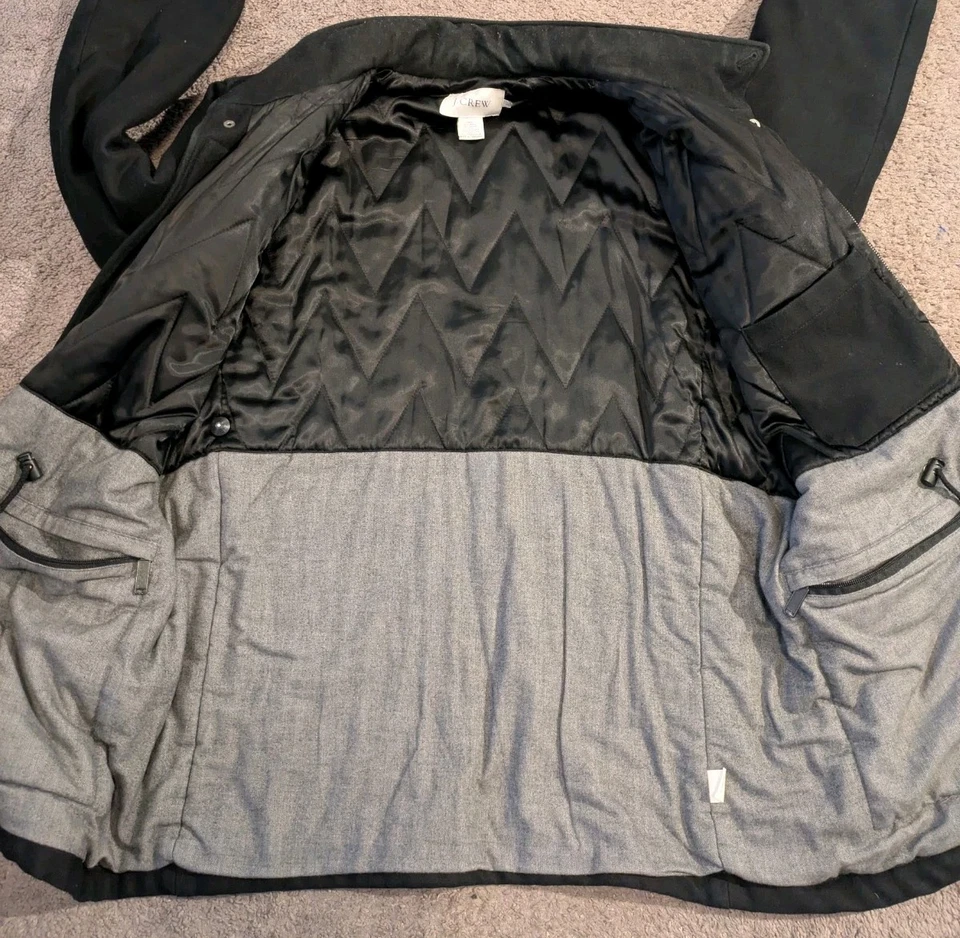 Chaqueta negra grande para hombre J.Crew de mezcla de lana para tareas de campo militares Foto 3 de 4