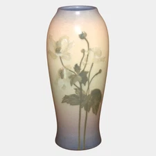 Rookwood Pottery 1914 Vellum Glaze Hand Painted Peach Blue Floral Vase 2040E