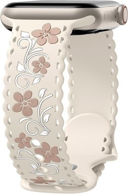 Floral Silicone Strap Compatible with Apple Watch 40mm 44mm Series 11 10