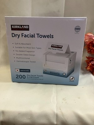 Kirkland Signature Daily Dry Facial Towels, 200-Count, Extra Soft Disposable
