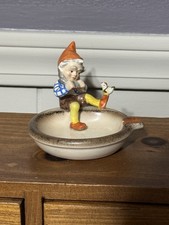 Vintage RARE 1950’s Goebel R F 95 Ashtray with Gnome Playing Pan Flute w/Bird