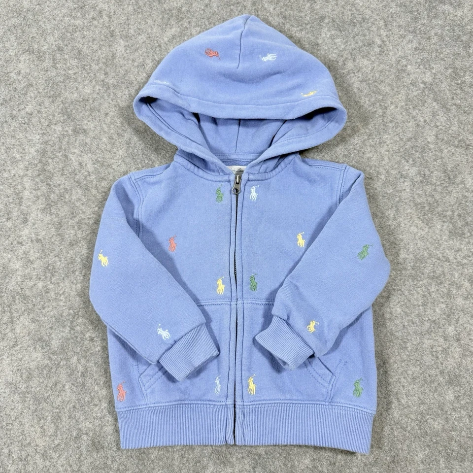 Ralph Lauren Polo Bordado Poni Bolsillos con Cremallera Sudadera con Capucha Niño Pequeño Talla 18M Azul Foto 2 de 4