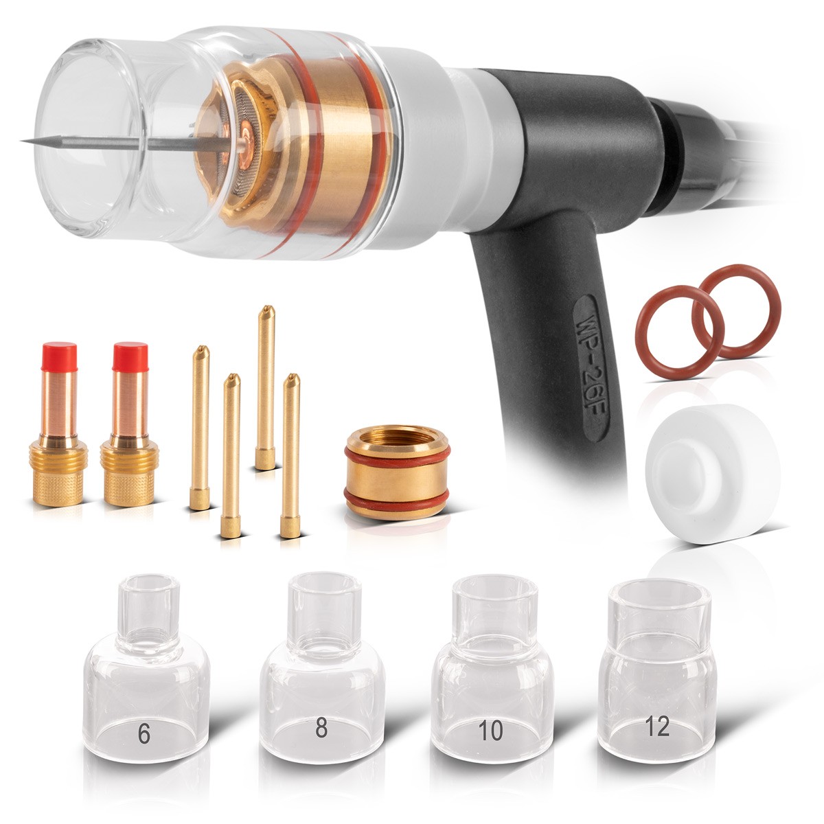 STAHLWERK Premium TIG glass gas lens set 14 pcs for WP SR 17 18 26