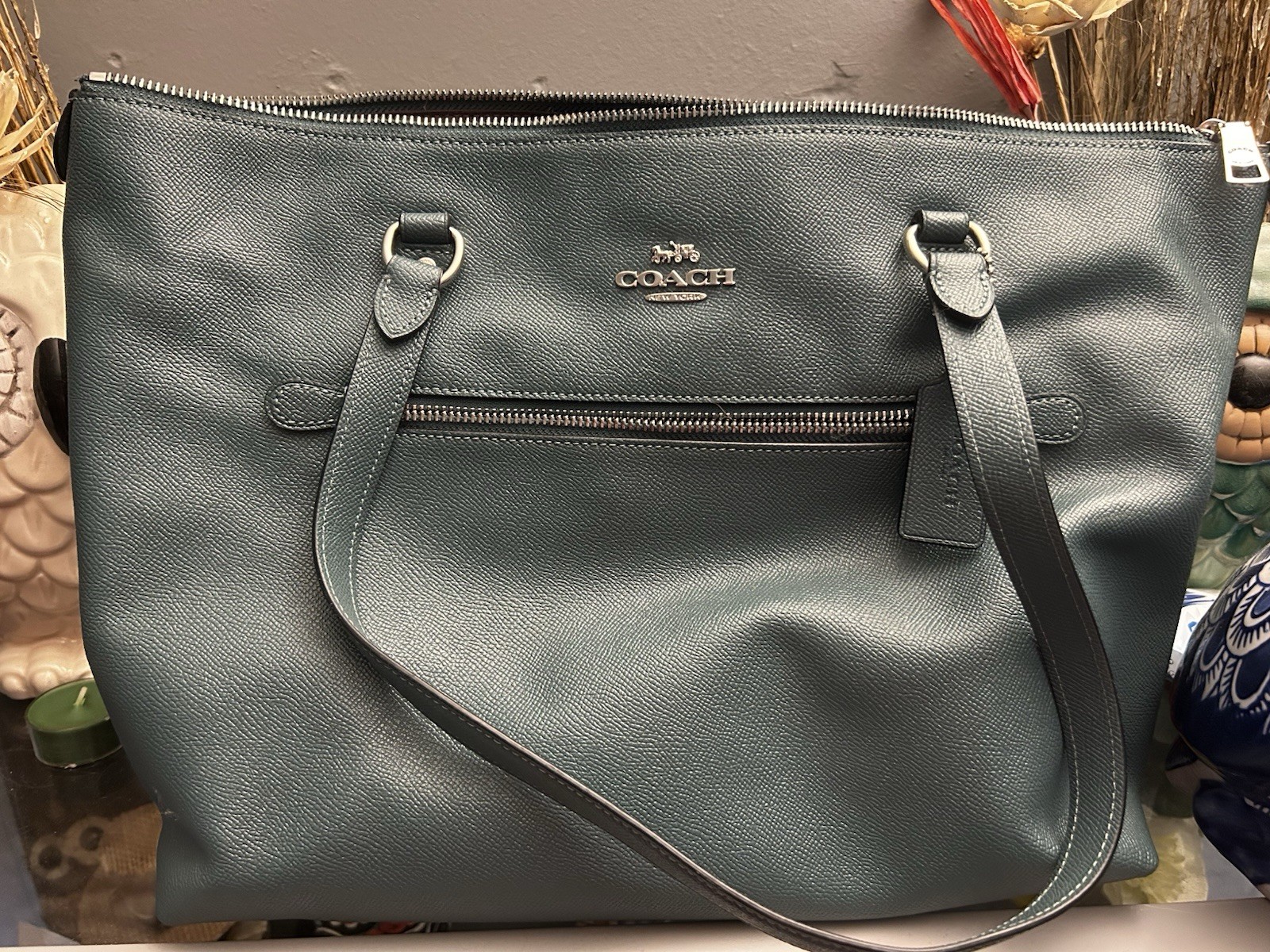 Coach Legacy Candace Large Mint Green Leather Carryall Tote Bag