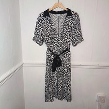 Together Womens Dress Black Size UK 18 White Leopard Print Belted Jersey Shirt