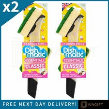 2 x DISH MATIC WASHING UP BRUSH SPONGE FOR POT SINK KITCHEN SCRUBBER CLEANING