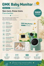 GMK Baby Monitor with Camera and Audio 1080P Baby Camera Monitor