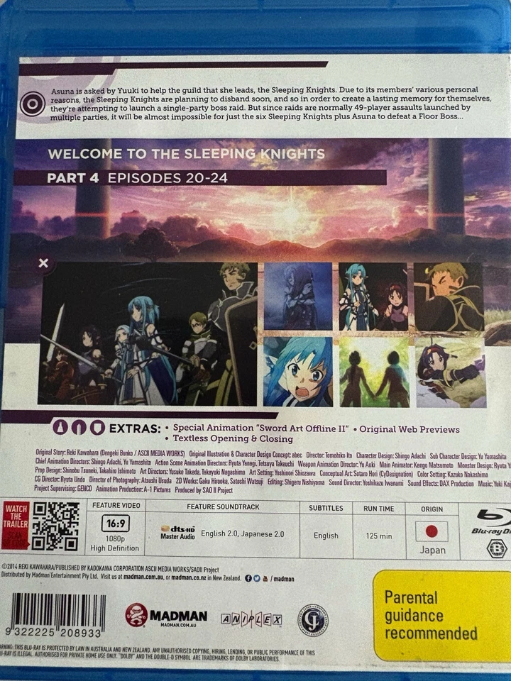 SWORD ART ONLINE II - Part 4 BLURAY Anime AS NEW! Ep 20-24 - Image 2 of 2