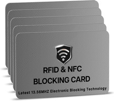 5 Pack RFID Blocking Cards, One Protects Entire Wallet Purse, NFC Contactless Ba