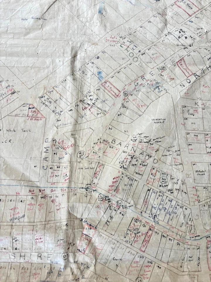 Mapa de la ciudad vintage dibujado a mano - West Wyalong NSW - Consejo de la Comarca de Bland - Catastral Foto 2 de 4