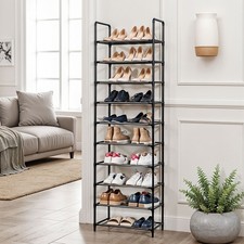 10 Tier Shoe Rack Space-Saving Shoe Storage Tall Narrow Shoe Rack Footwear Stand