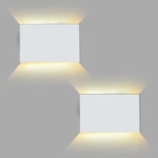 LED Wall Sconce, White Plastic Modern Wall Lighting Fixtures, Indoor Outdoor ...