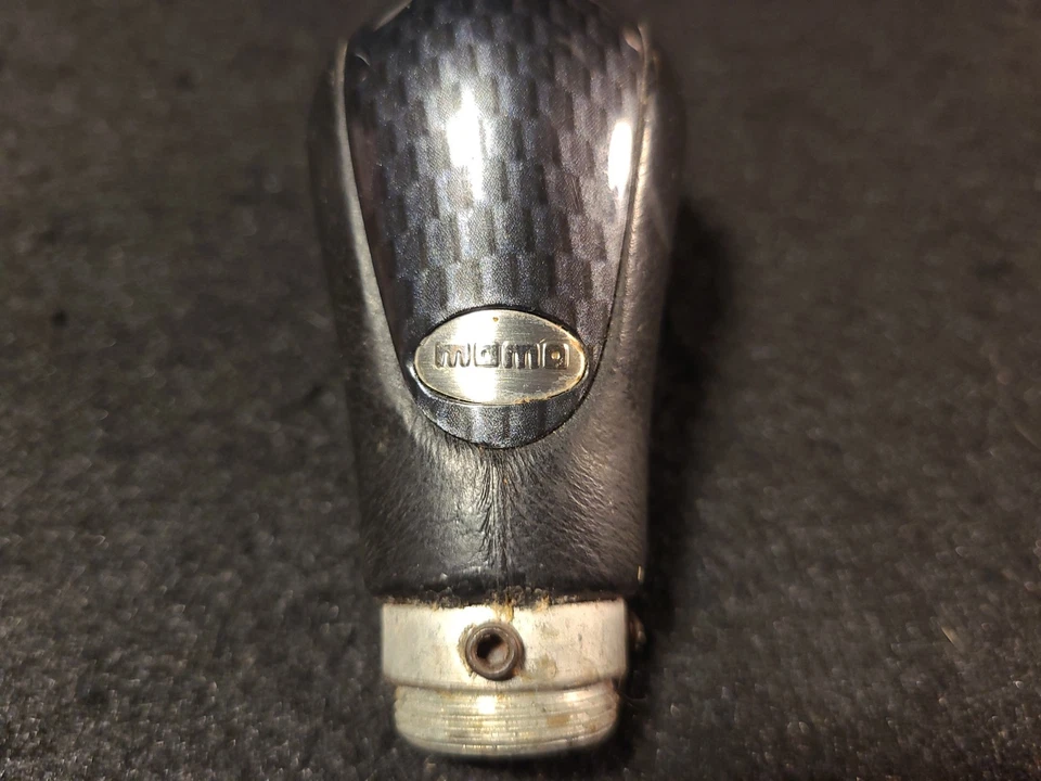 Momo Vintage 90s 00s Black Leather Carbon Fiber Shift Knob Rare Original  - Image 2 of 4