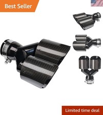 Glossy Black Dual Carbon Fiber Exhaust Tip - 3 Inlet Fits All Vehicles Glossy Black Dual Carbon Fiber Exhaust Tip - 3 Inlet Fits All Vehicles