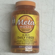 Metamucil Fiber 3-in-1 Psyllium Fiber Supplement 300 Capsules Exp 10/2028